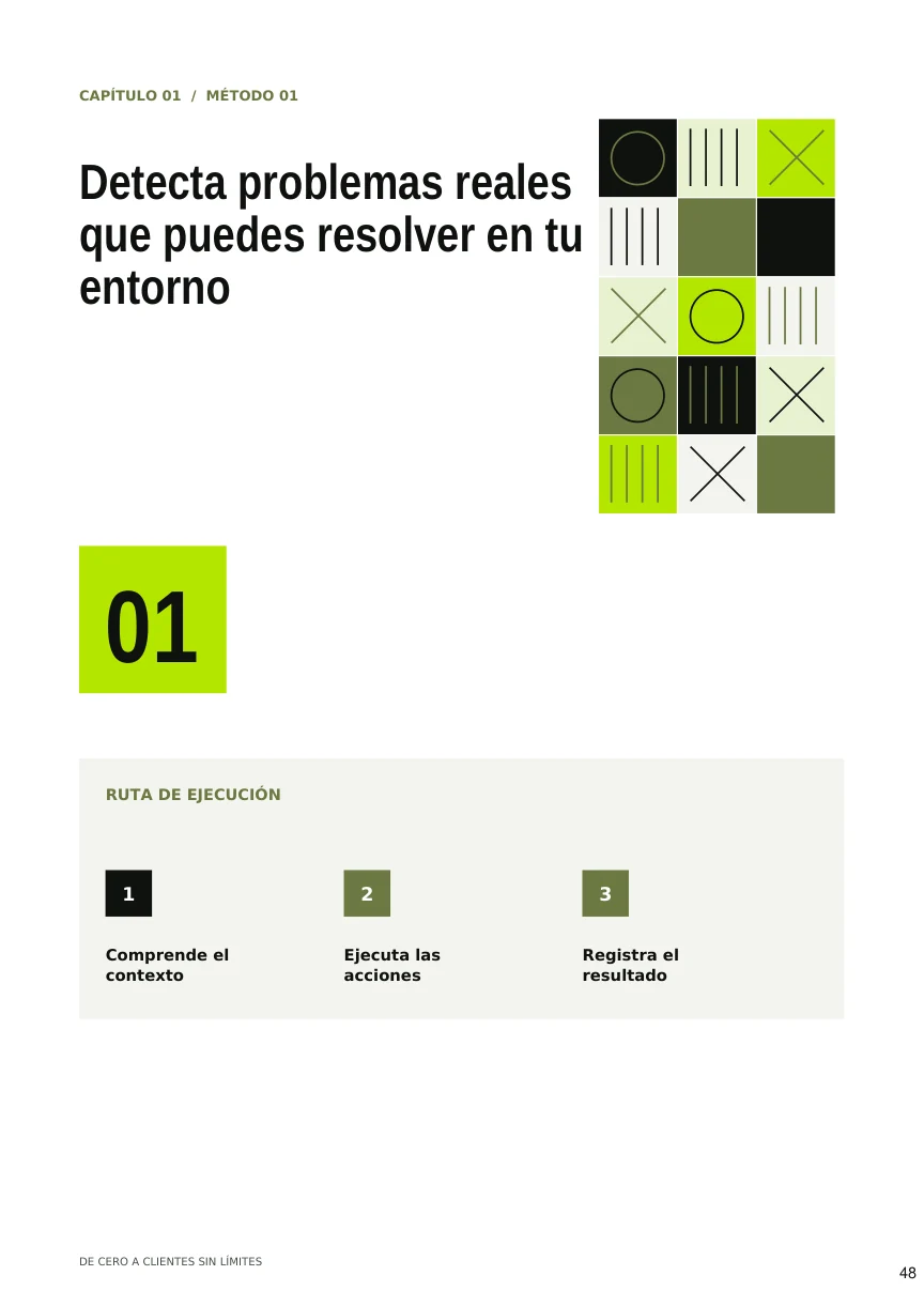 Página 48 del PDF original: Método 01, Detecta problemas reales que puedes resolver en tu entorno